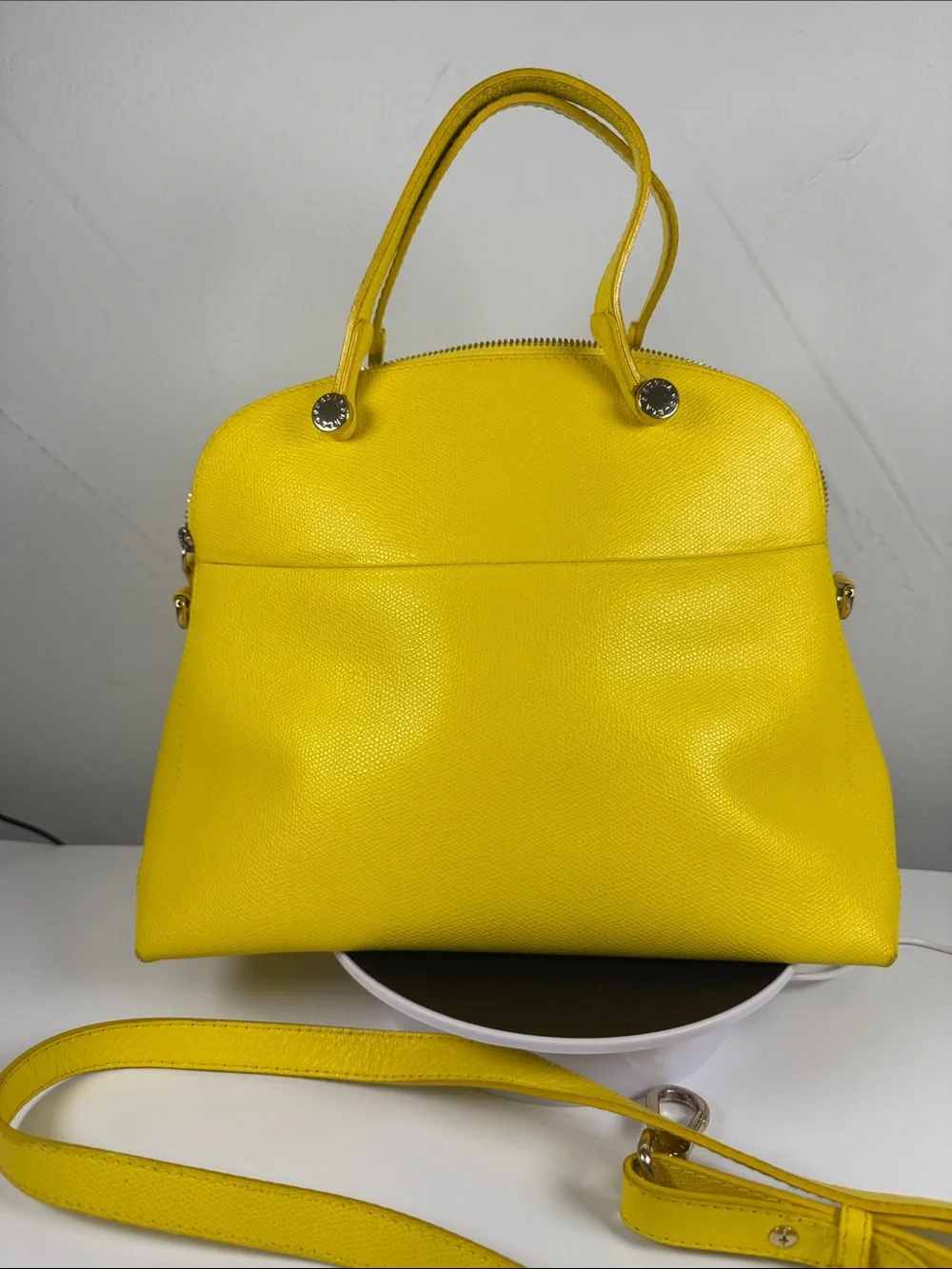 Furla Piper Sunny Yellow Medium Dome Leather Satchel